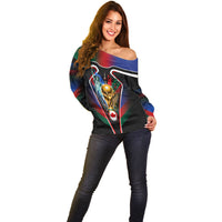 Personalized World Football 2026 Host Nations Off Shoulder Sweater USA Canada Mexico Soccer Trophy