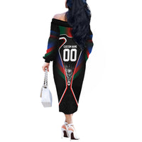 Personalized World Football 2026 Host Nations Off The Shoulder Long Sleeve Dress USA Canada Mexico Soccer Trophy