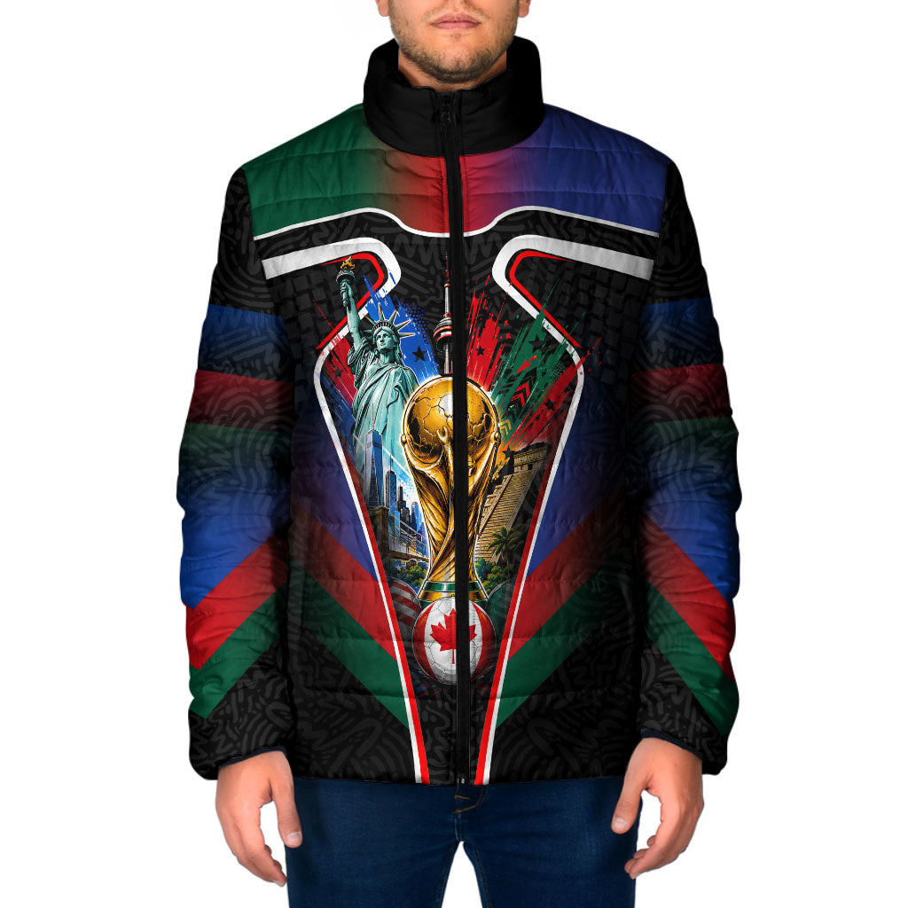 Personalized World Football 2026 Host Nations Padded Jacket USA Canada Mexico Soccer Trophy