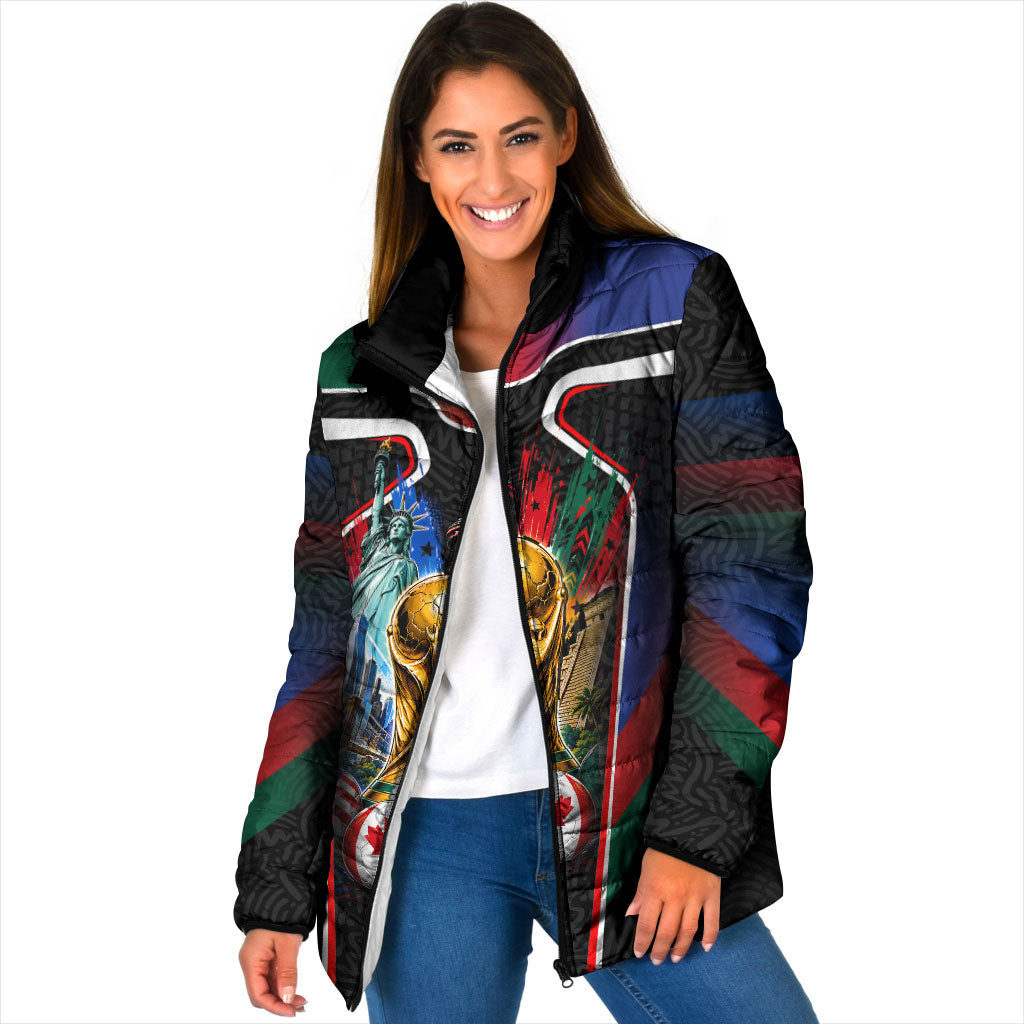 Personalized World Football 2026 Host Nations Padded Jacket USA Canada Mexico Soccer Trophy