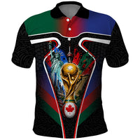 Personalized World Football 2026 Host Nations Polo Shirt USA Canada Mexico Soccer Trophy