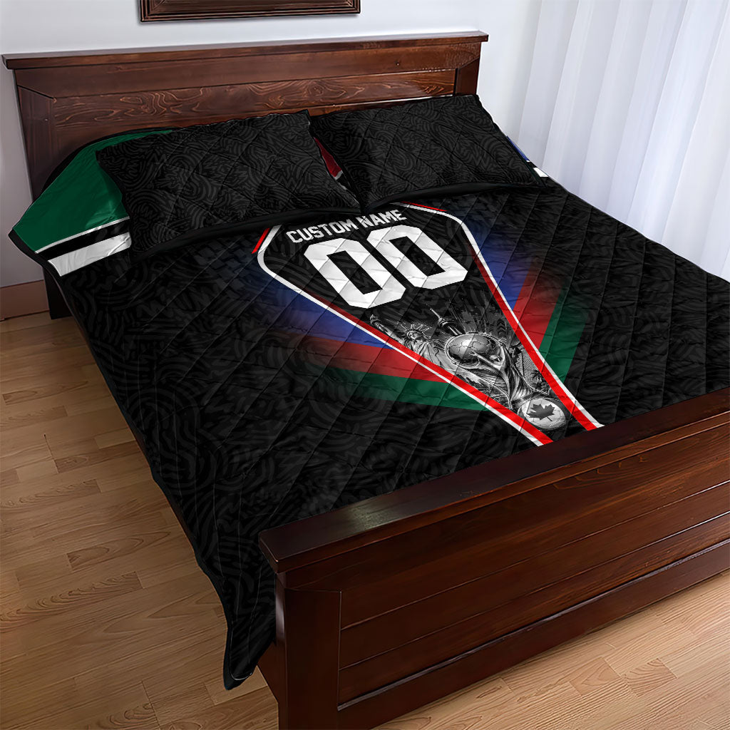 Personalized World Football 2026 Host Nations Quilt Bed Set USA Canada Mexico Soccer Trophy