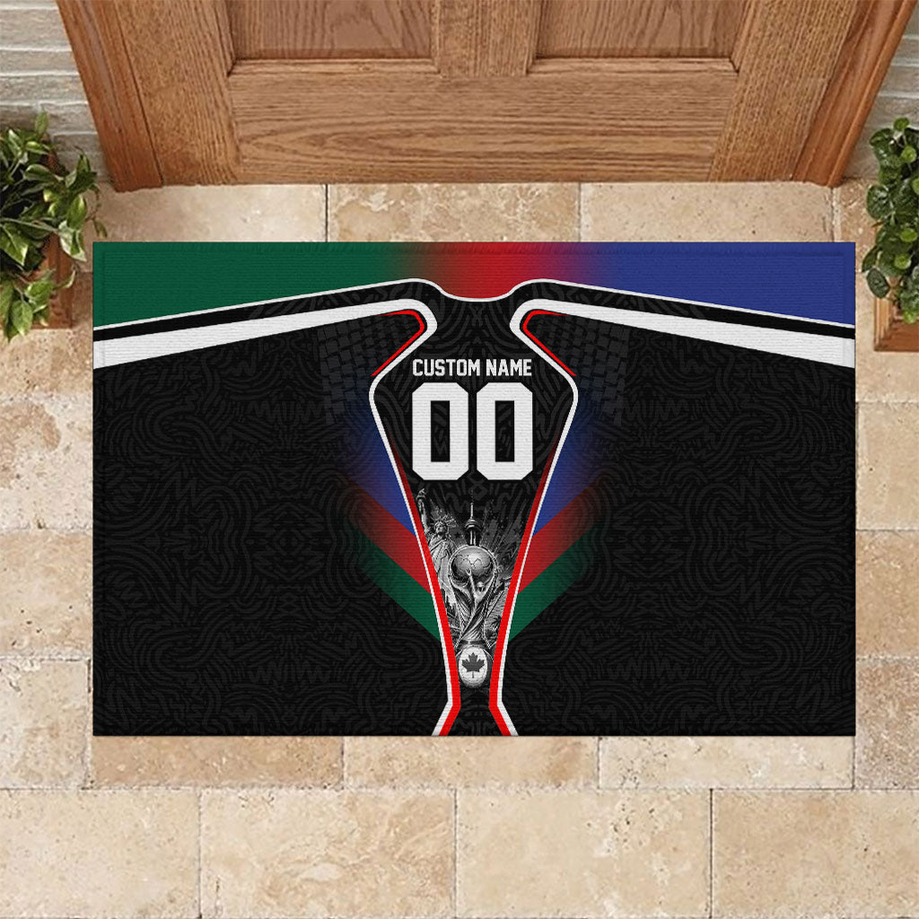 Personalized World Football 2026 Host Nations Rubber Doormat USA Canada Mexico Soccer Trophy