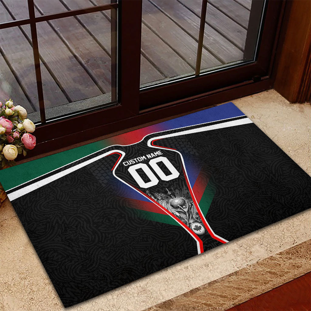 Personalized World Football 2026 Host Nations Rubber Doormat USA Canada Mexico Soccer Trophy