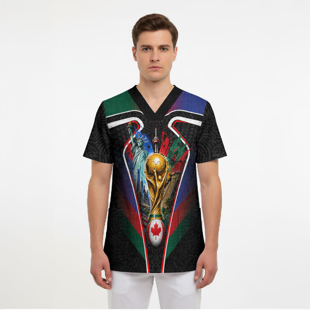 Personalized World Football 2026 Host Nations Scrub Top USA Canada Mexico Soccer Trophy