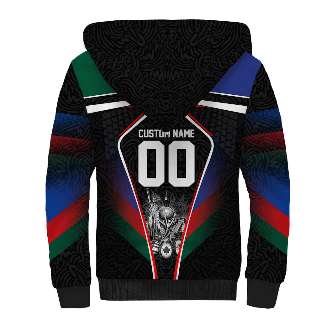 Personalized World Football 2026 Host Nations Sherpa Hoodie USA Canada Mexico Soccer Trophy