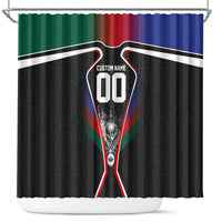 Personalized World Football 2026 Host Nations Shower Curtain USA Canada Mexico Soccer Trophy