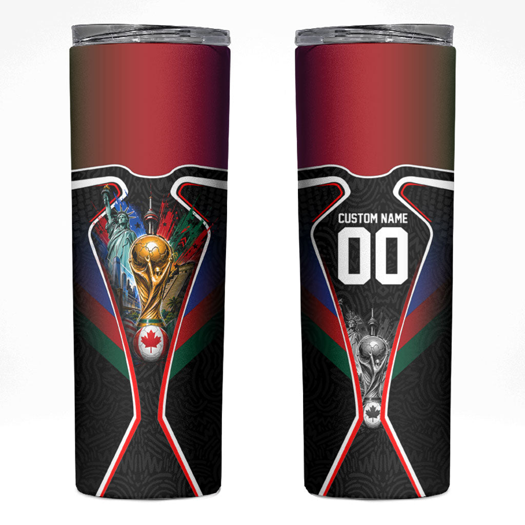 Personalized World Football 2026 Host Nations Skinny Tumbler USA Canada Mexico Soccer Trophy
