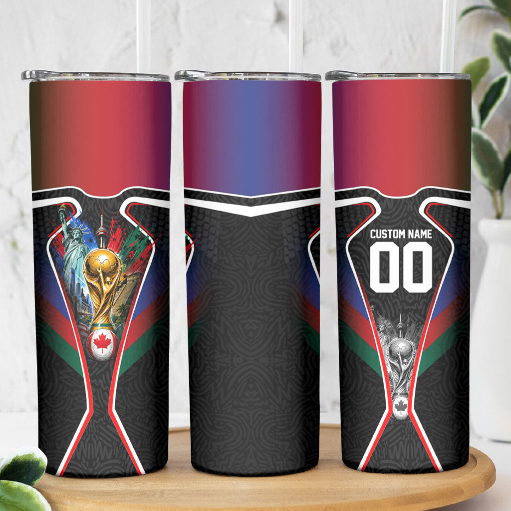 Personalized World Football 2026 Host Nations Skinny Tumbler USA Canada Mexico Soccer Trophy