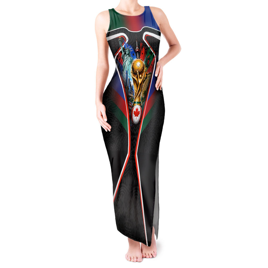 Personalized World Football 2026 Host Nations Tank Maxi Dress USA Canada Mexico Soccer Trophy