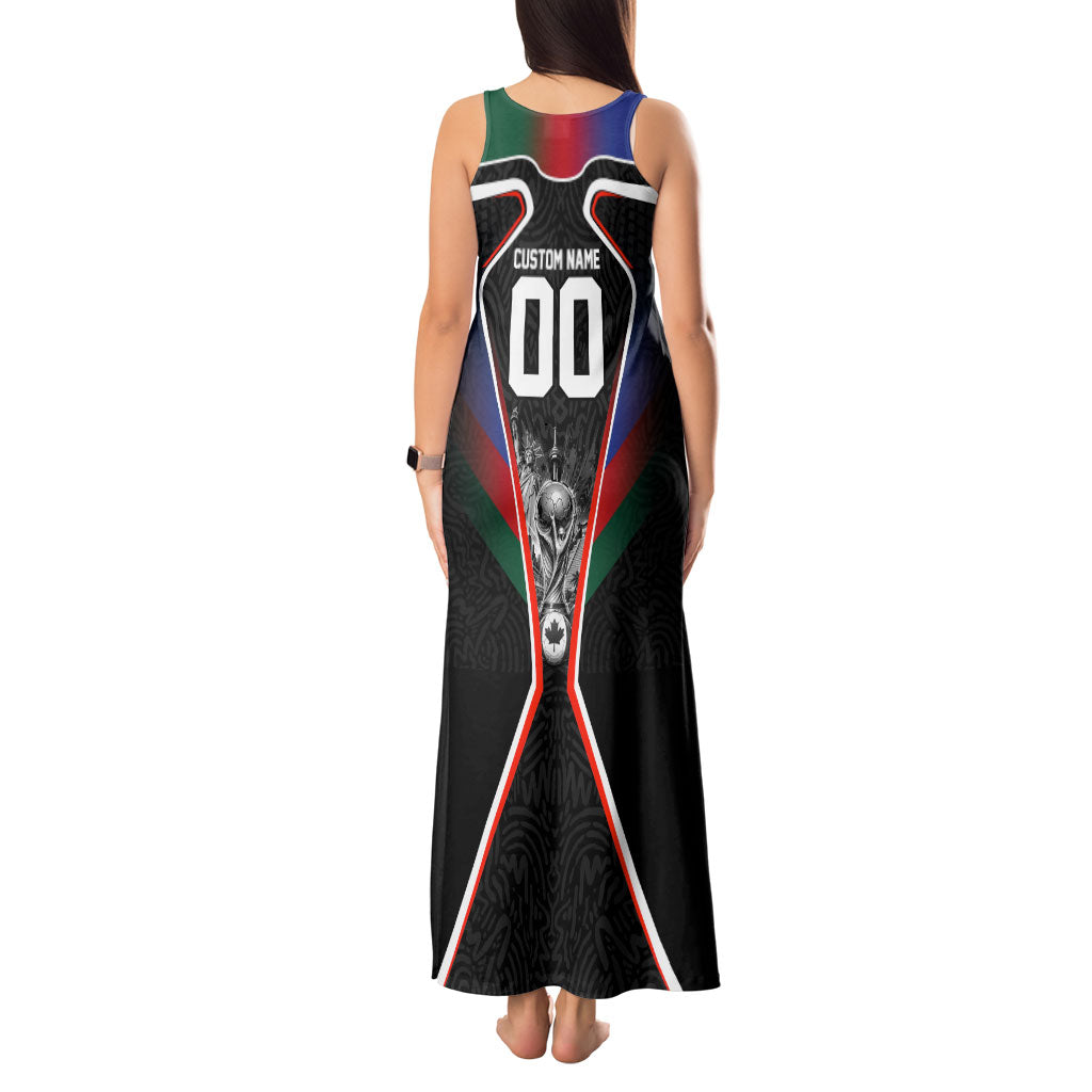 Personalized World Football 2026 Host Nations Tank Maxi Dress USA Canada Mexico Soccer Trophy