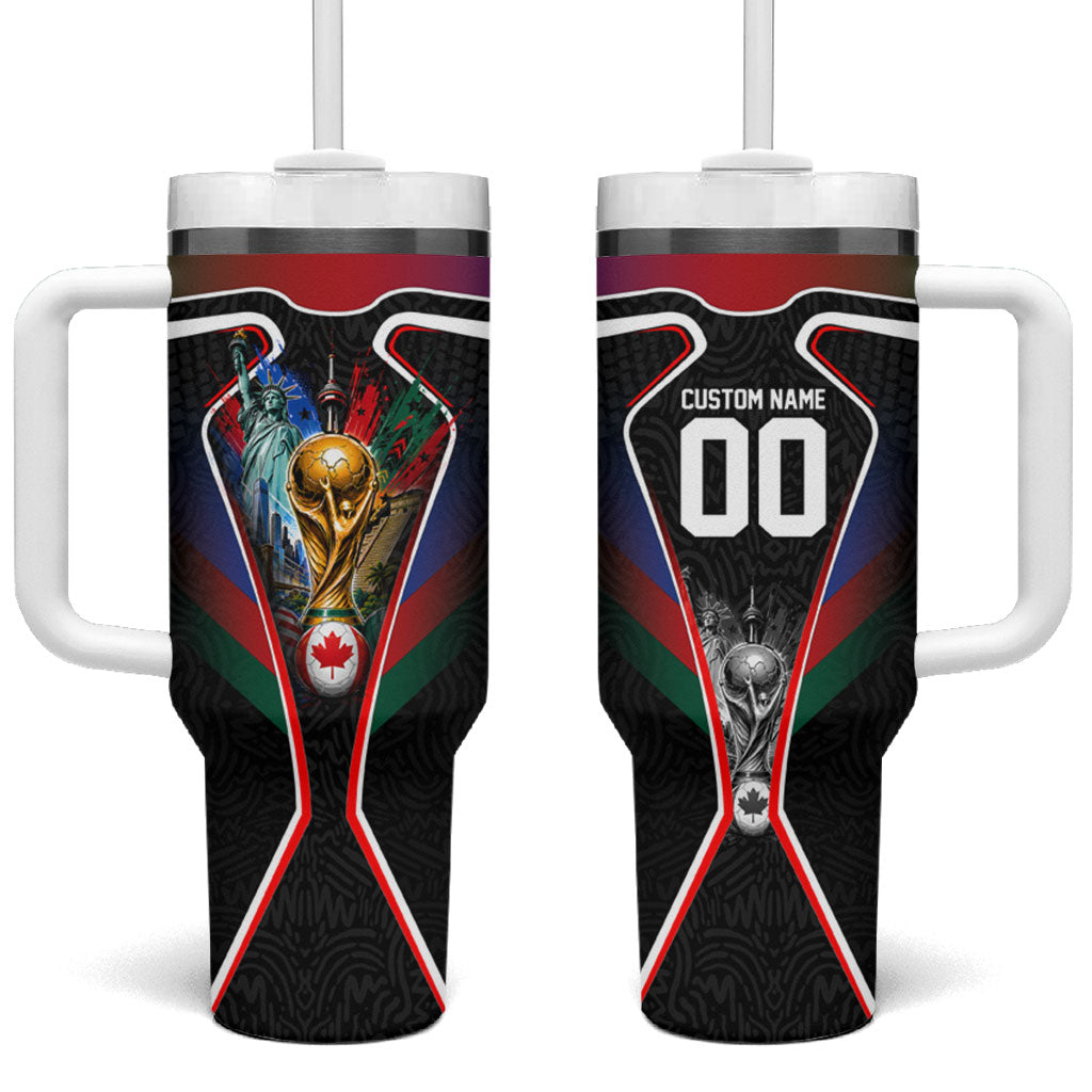 Personalized World Football 2026 Host Nations Tumbler With Handle USA Canada Mexico Soccer Trophy