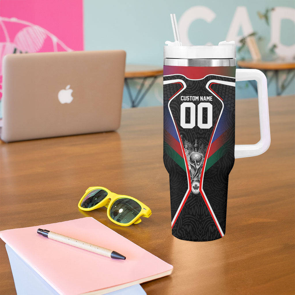 Personalized World Football 2026 Host Nations Tumbler With Handle USA Canada Mexico Soccer Trophy