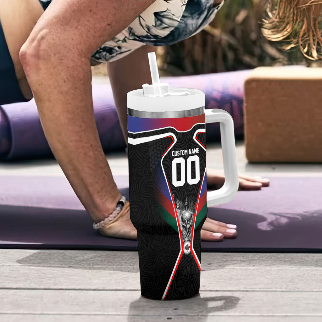 Personalized World Football 2026 Host Nations Tumbler With Handle USA Canada Mexico Soccer Trophy