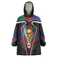 Personalized World Football 2026 Host Nations Wearable Blanket Hoodie USA Canada Mexico Soccer Trophy