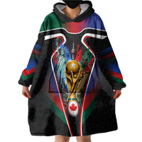 Personalized World Football 2026 Host Nations Wearable Blanket Hoodie USA Canada Mexico Soccer Trophy
