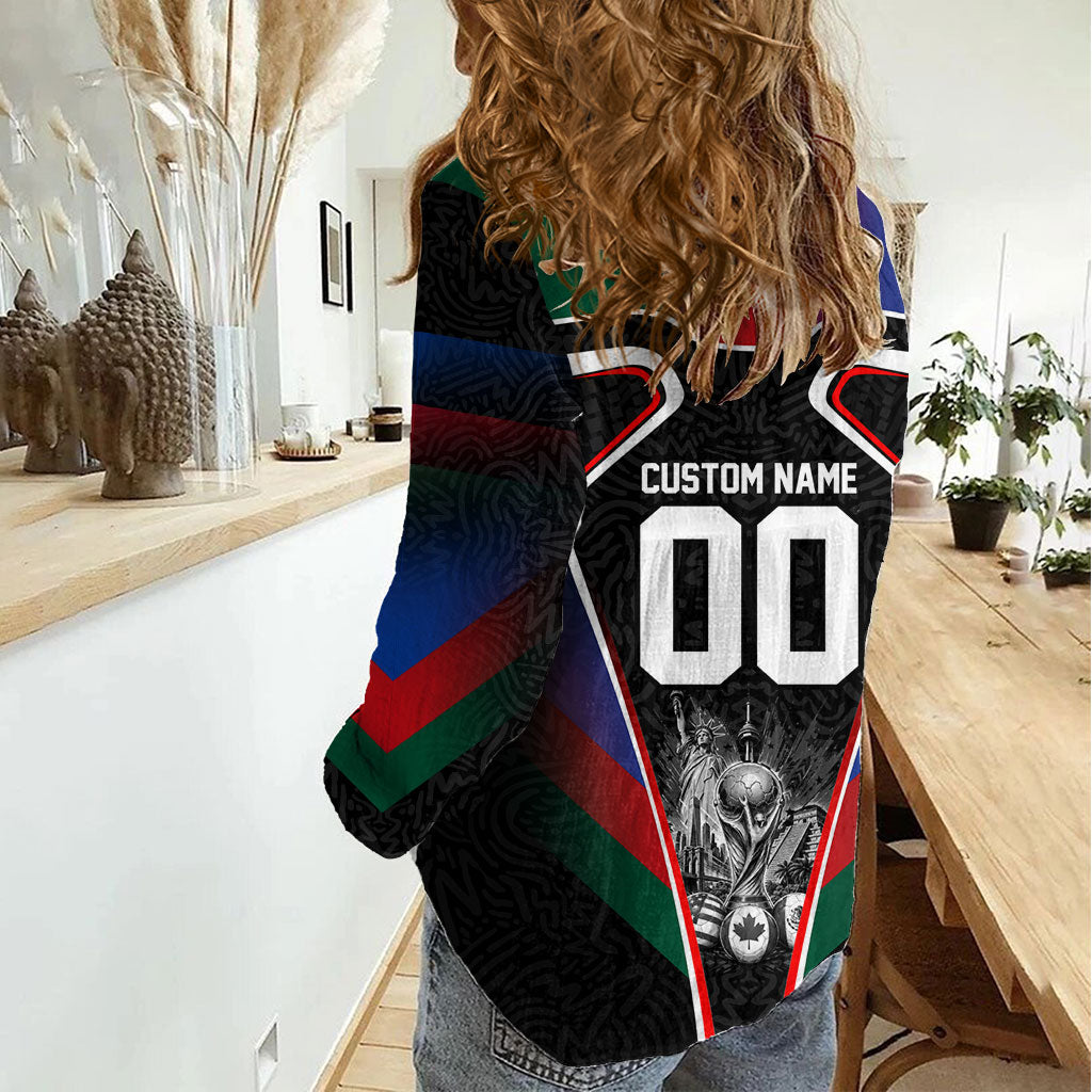 Personalized World Football 2026 Host Nations Women Casual Shirt USA Canada Mexico Soccer Trophy