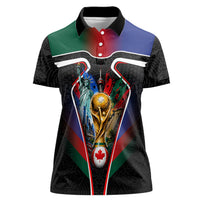 Personalized World Football 2026 Host Nations Women Polo Shirt USA Canada Mexico Soccer Trophy