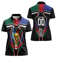 Personalized World Football 2026 Host Nations Women Polo Shirt USA Canada Mexico Soccer Trophy