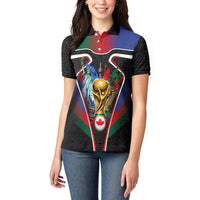 Personalized World Football 2026 Host Nations Women Polo Shirt USA Canada Mexico Soccer Trophy
