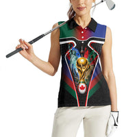 Personalized World Football 2026 Host Nations Women Sleeveless Polo Shirt USA Canada Mexico Soccer Trophy