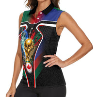 Personalized World Football 2026 Host Nations Women Sleeveless Polo Shirt USA Canada Mexico Soccer Trophy