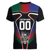 Personalized World Football 2026 Host Nations Women V-Neck T-Shirt USA Canada Mexico Soccer Trophy