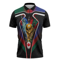 Personalized World Football 2026 Host Nations Zipper Polo Shirt USA Canada Mexico Soccer Trophy