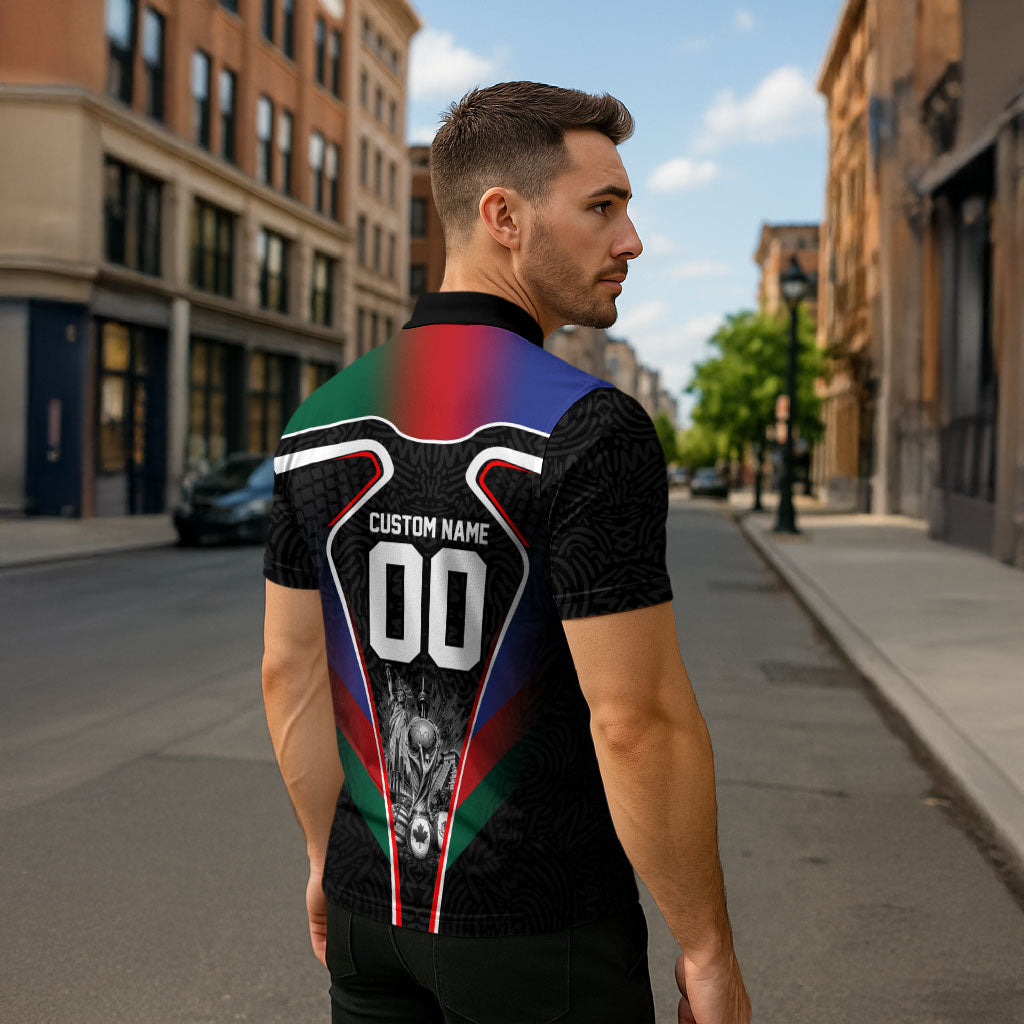 Personalized World Football 2026 Host Nations Zipper Polo Shirt USA Canada Mexico Soccer Trophy