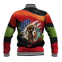 Happy 250th You Still Owe Us Black Pride Baseball Jacket Pan African Flag Broken Chains - Statue Of Liberty