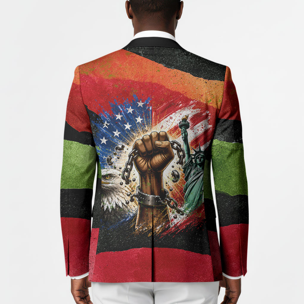 Happy 250th You Still Owe Us Black Pride Blazer Pan African Flag Broken Chains - Statue Of Liberty
