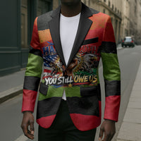 Happy 250th You Still Owe Us Black Pride Blazer Pan African Flag Broken Chains - Statue Of Liberty