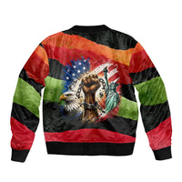 Happy 250th You Still Owe Us Black Pride Bomber Jacket Pan African Flag Broken Chains - Statue Of Liberty