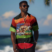 Happy 250th You Still Owe Us Black Pride Hawaiian Shirt Pan African Flag Broken Chains - Statue Of Liberty