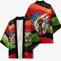 Happy 250th You Still Owe Us Black Pride Kimono Pan African Flag Broken Chains - Statue Of Liberty