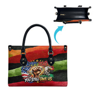 Happy 250th You Still Owe Us Black Pride Leather Bag Pan African Flag Broken Chains - Statue Of Liberty