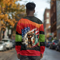 Happy 250th You Still Owe Us Black Pride Long Sleeve Shirt Pan African Flag Broken Chains - Statue Of Liberty