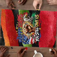 Happy 250th You Still Owe Us Black Pride Puzzle Pan African Flag Broken Chains - Statue Of Liberty