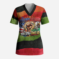 Happy 250th You Still Owe Us Black Pride Scrub Top Pan African Flag Broken Chains - Statue Of Liberty