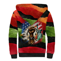 Happy 250th You Still Owe Us Black Pride Sherpa Hoodie Pan African Flag Broken Chains - Statue Of Liberty