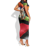 Happy 250th You Still Owe Us Black Pride Short Sleeve Bodycon Dress Pan African Flag Broken Chains - Statue Of Liberty