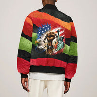 Happy 250th You Still Owe Us Black Pride Sleeve Zip Bomber Jacket Pan African Flag Broken Chains - Statue Of Liberty
