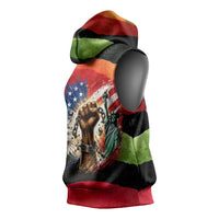 Happy 250th You Still Owe Us Black Pride Sleeveless Hoodie Pan African Flag Broken Chains - Statue Of Liberty