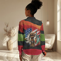 Happy 250th You Still Owe Us Black Pride Women Casual Shirt Pan African Flag Broken Chains - Statue Of Liberty