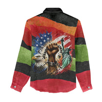 Happy 250th You Still Owe Us Black Pride Women Casual Shirt Pan African Flag Broken Chains - Statue Of Liberty