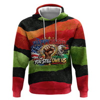 Happy 250th You Still Owe Us Black Pride Zip Hoodie Pan African Flag Broken Chains - Statue Of Liberty