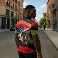 Happy 250th You Still Owe Us Black Pride Zipper Polo Shirt Pan African Flag Broken Chains - Statue Of Liberty