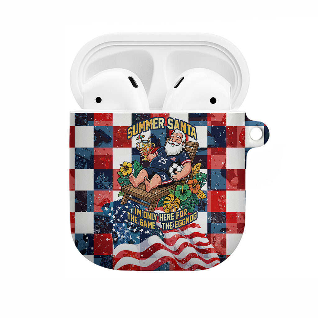 USA Soccer Summer Christmas In July AirPods Case Summer Santa World Football 2026