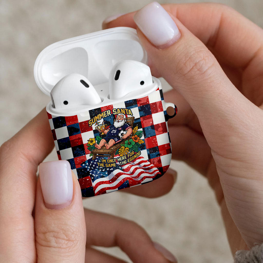 USA Soccer Summer Christmas In July AirPods Case Summer Santa World Football 2026