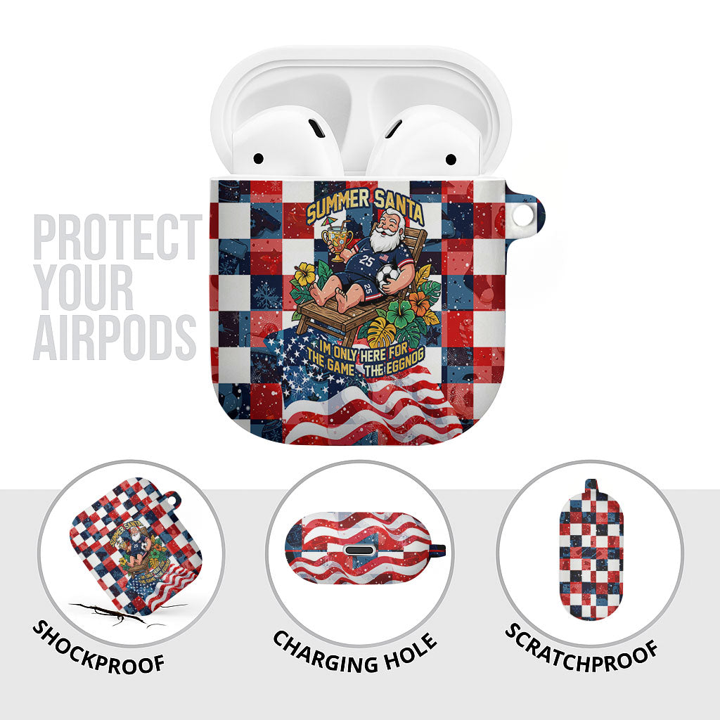 USA Soccer Summer Christmas In July AirPods Case Summer Santa World Football 2026